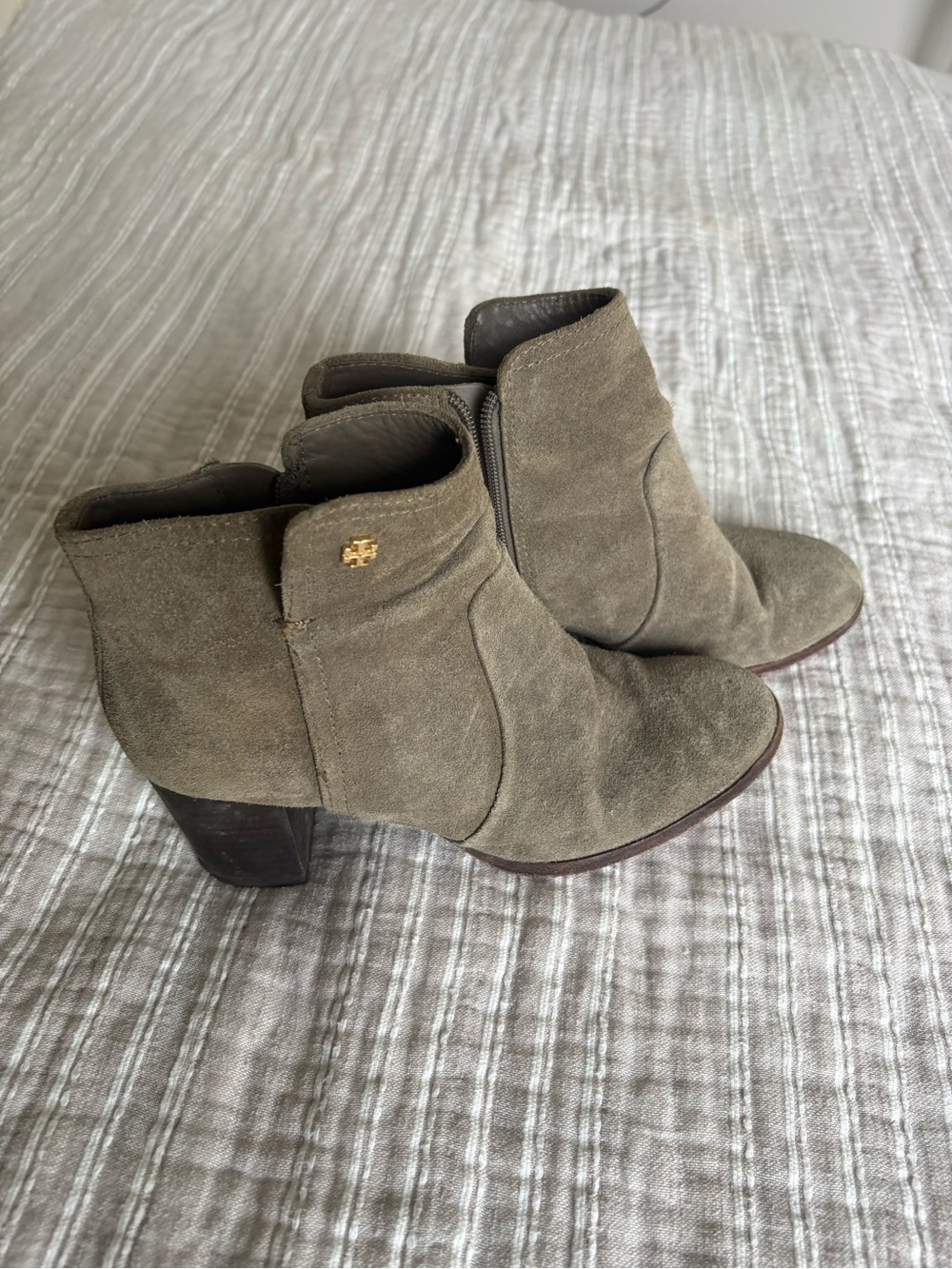 Tory Burch Taupe Suede Ankle Booties